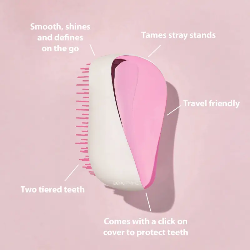 Ruby Face The Compact Styler Professional Detangling Hairbrush Sparkling Pink